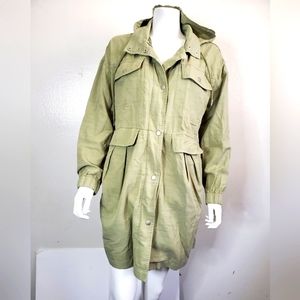 Women 7 For All Mankind Hooded Cut  Jacket size Medium Green